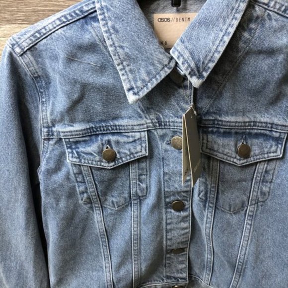 Asos Denim Womens Size 4 Crop Jean Jacket NEW - Picture 2 of 5